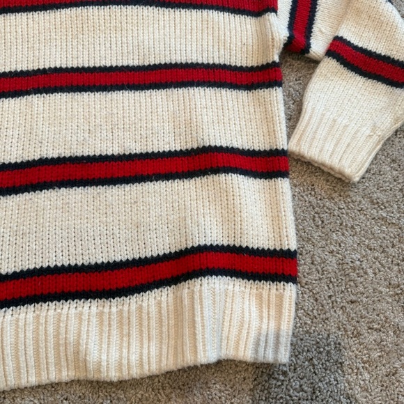 Pink Victoria’s Secret Stripe Cream Crewneck Letterman Sweater Size Large - Picture 3 of 10